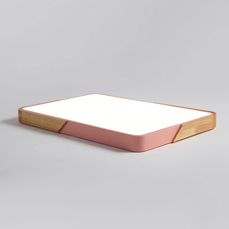 Geometry Shape LED Ceiling Lamp Macaroon Modern Simple Style Iron 1 Light Flush Mount for Study