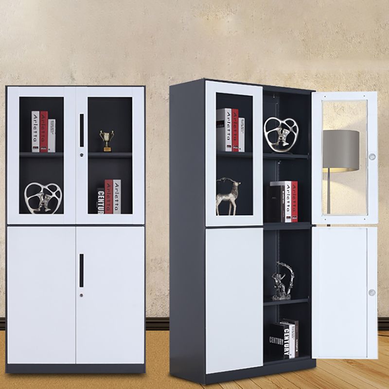 Modern Stainless Steel Bookcase Standard With Doors Shelf for Home Office