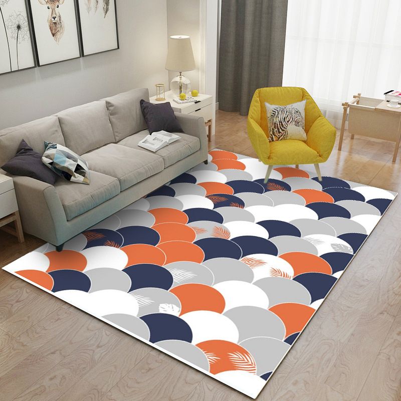 Trendy Geometry Pattern Rug Polyester Area Carpet Non-Slip Backing Carpet for Living Room