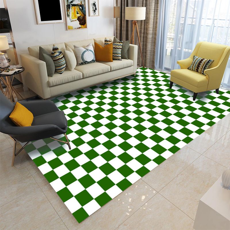 Simplicity Home Decoration Rug Checkered Print Area Carpet Polyester Pet Friendly Indoor Carpet