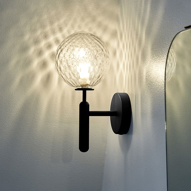 Modern Style Spherical Wall Mounted Lamps Glass 1 Light Wall Sconces