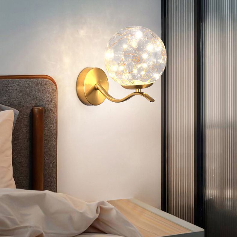 Globe Wrought Iron LED Wall Lamp in Modern Creative Style Glass Wall Light for Interior Spaces