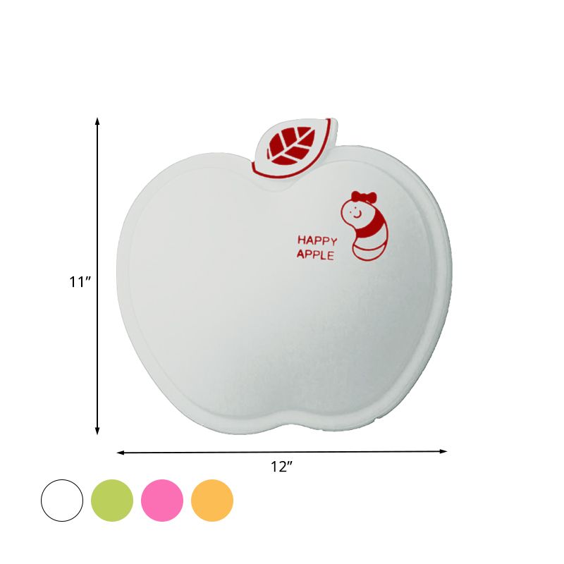 Apple-Like Wall Lighting Cartoon Plastic White/Pink/Yellow LED Sconce Lamp with Little Worm Pattern