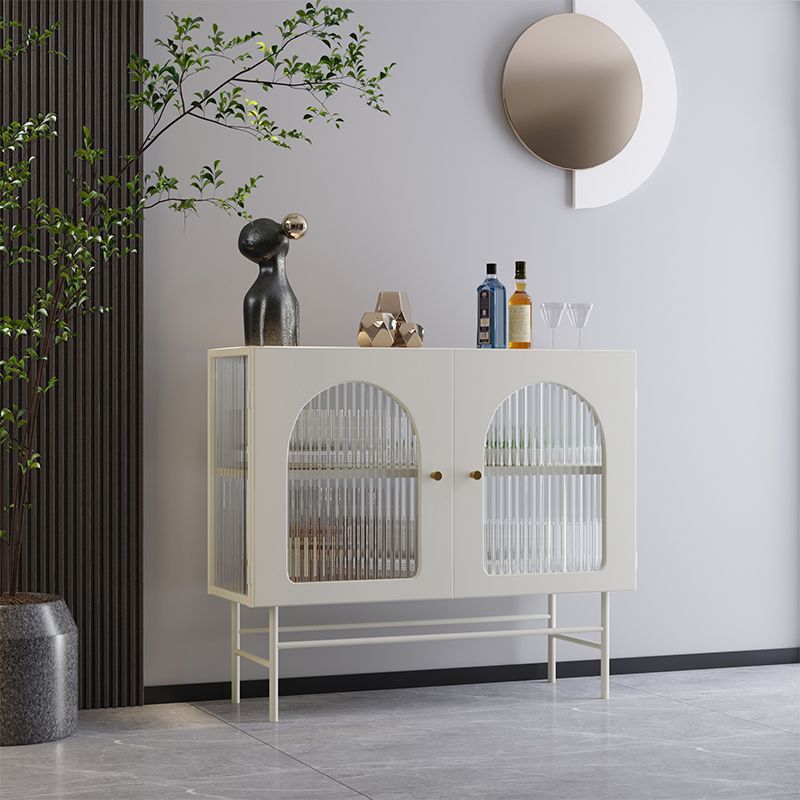 Glass Door Iron Sideboard Glam Server Cabinet with Storage for Living Room