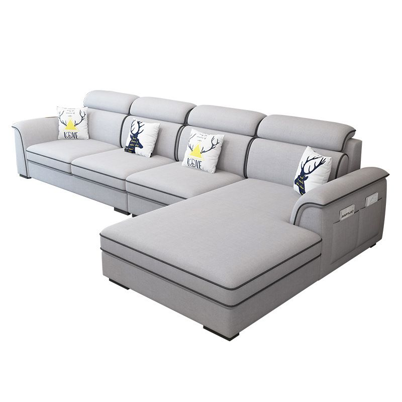 Contemporary Living Room Stationary Recessed Arm Cushions Seating