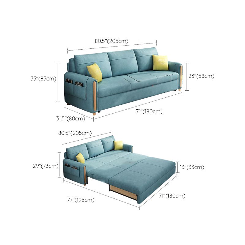 Green Faux leather Sleeper Sofa Scandinavian Style Sofa Bed for Home