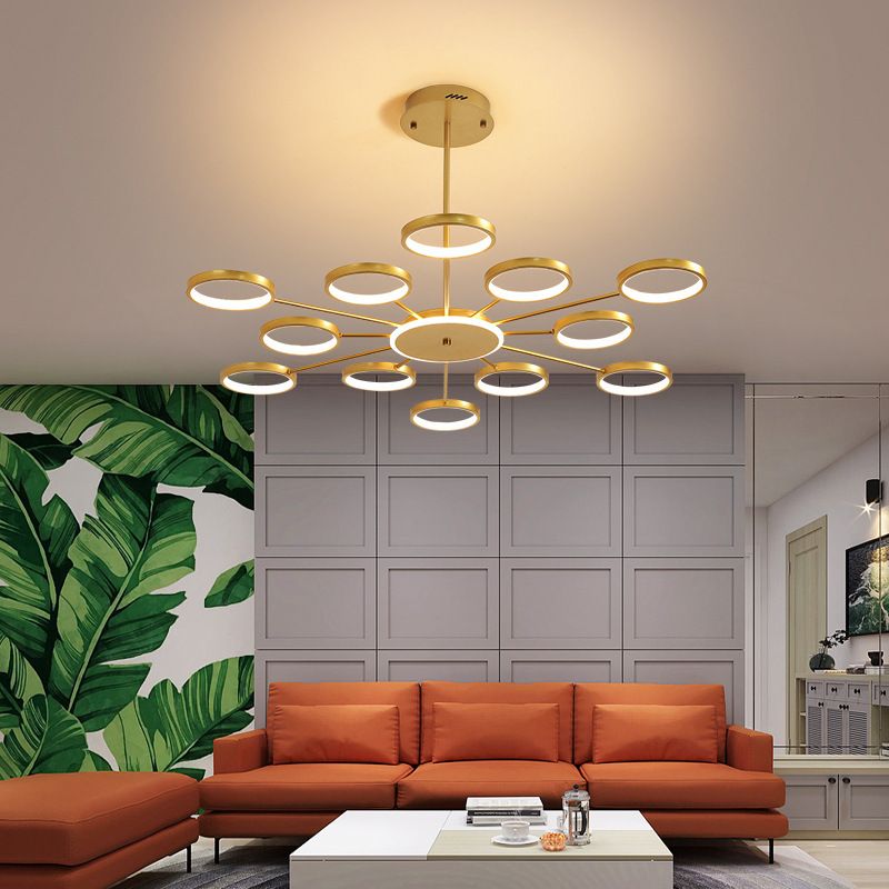 Starburst Chandelier Lighting Contemporary Metal Hanging Lamp Kit for Living Room