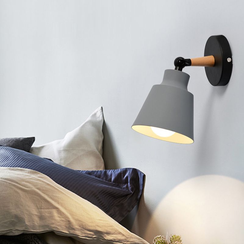 Contemporary Wood Wall Light Flush Mount Macaron Lighting for Living Room