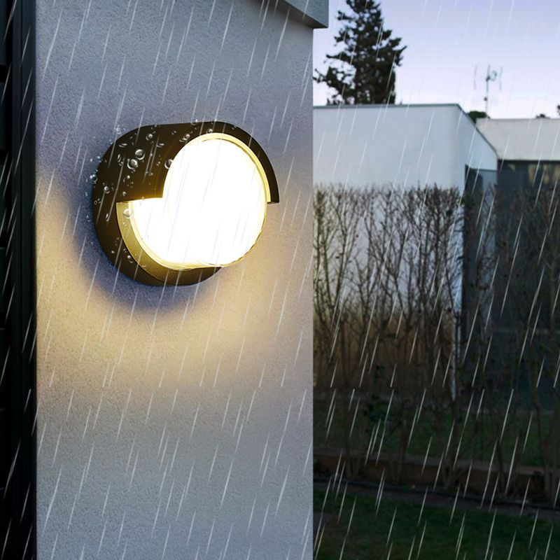 Modern Metal Wall Sconce Geometric Shape Wall Light with Acrylic Shade for Courtyard
