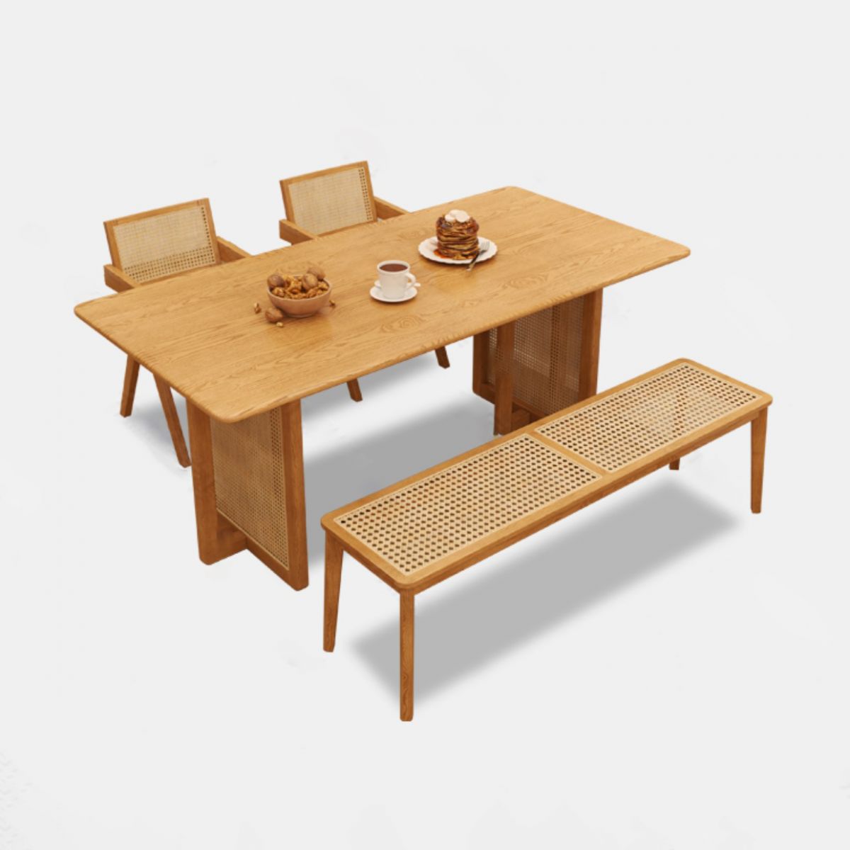 Modern Dining Set 1/2/4/5 Pcs Solid Wood Dining Table and Armless Chairs
