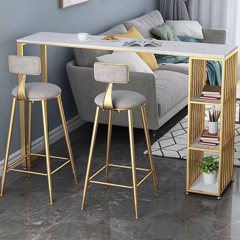 Glam Style Rectangle Counter Table Marble Top 42-inch Height Table for Living Room