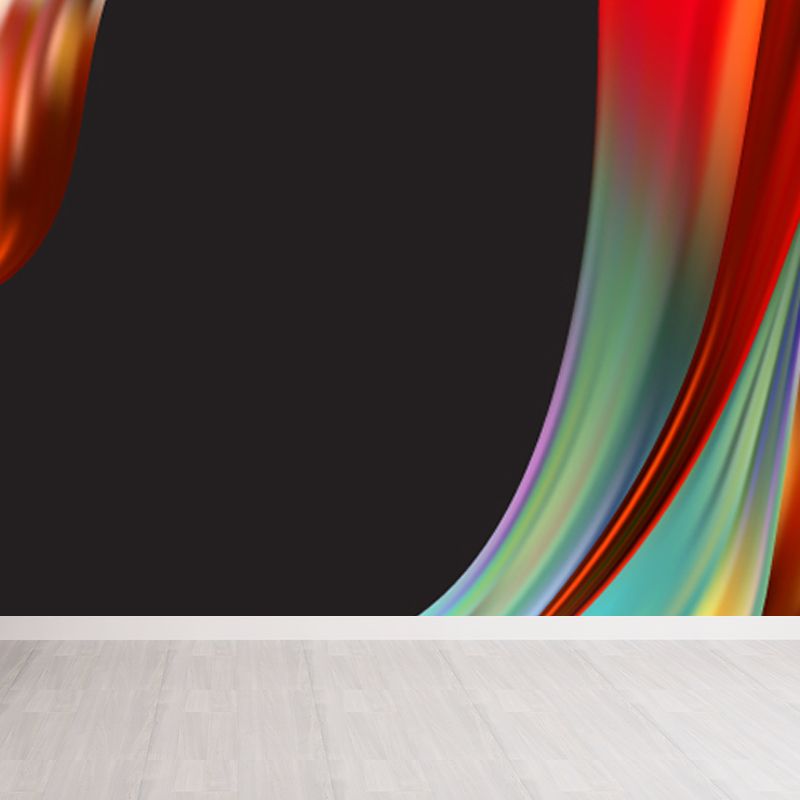 Curvy Ribbons Mural Wallpaper Dark Color Modernist Wall Covering for Accent Wall
