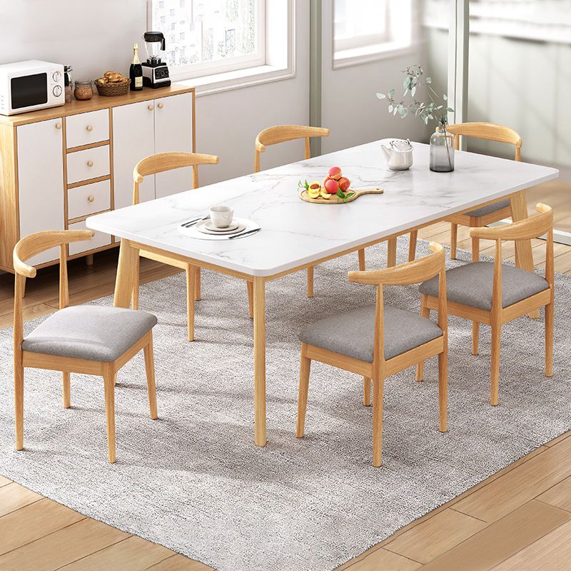 Contemporary MDF Rectangle Shape Dining Set Kitchen Standard Dining Set with 4 Legs Table