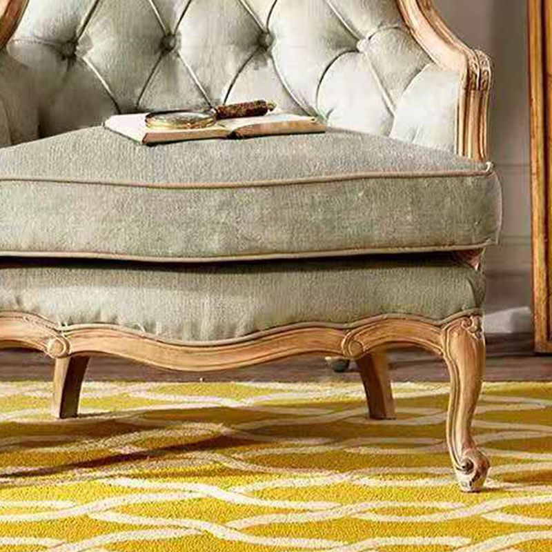 French Country Sofa Wooden Tufted Split-Back Settee for Living Room