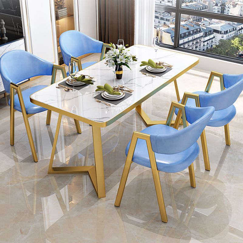 Dinner Room Dining Table Kitchen Luxury Stone Metal Base Dining Table