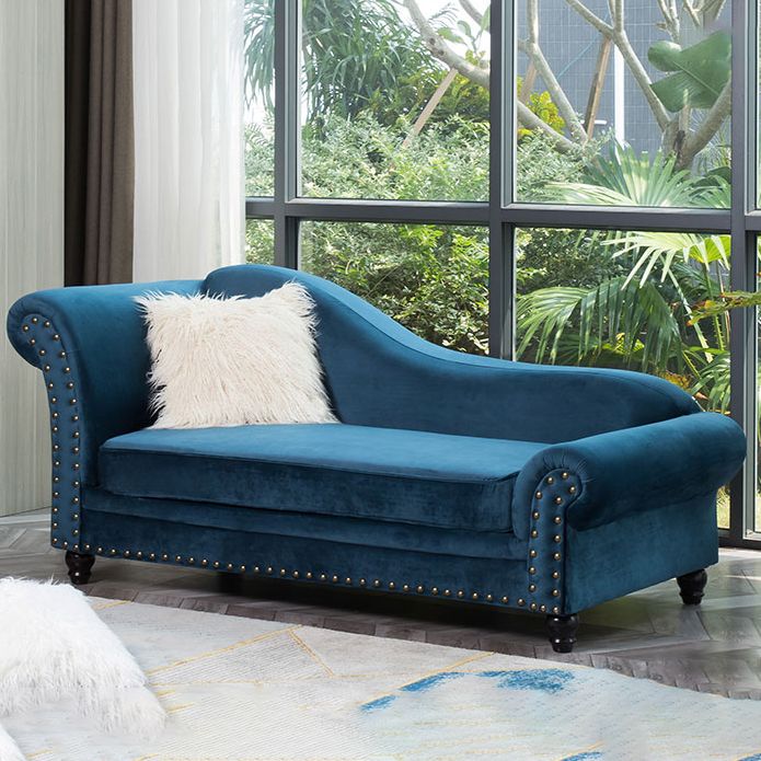 Contemporary Rolled Arms Chaise Living Room Chaise with Upholstered