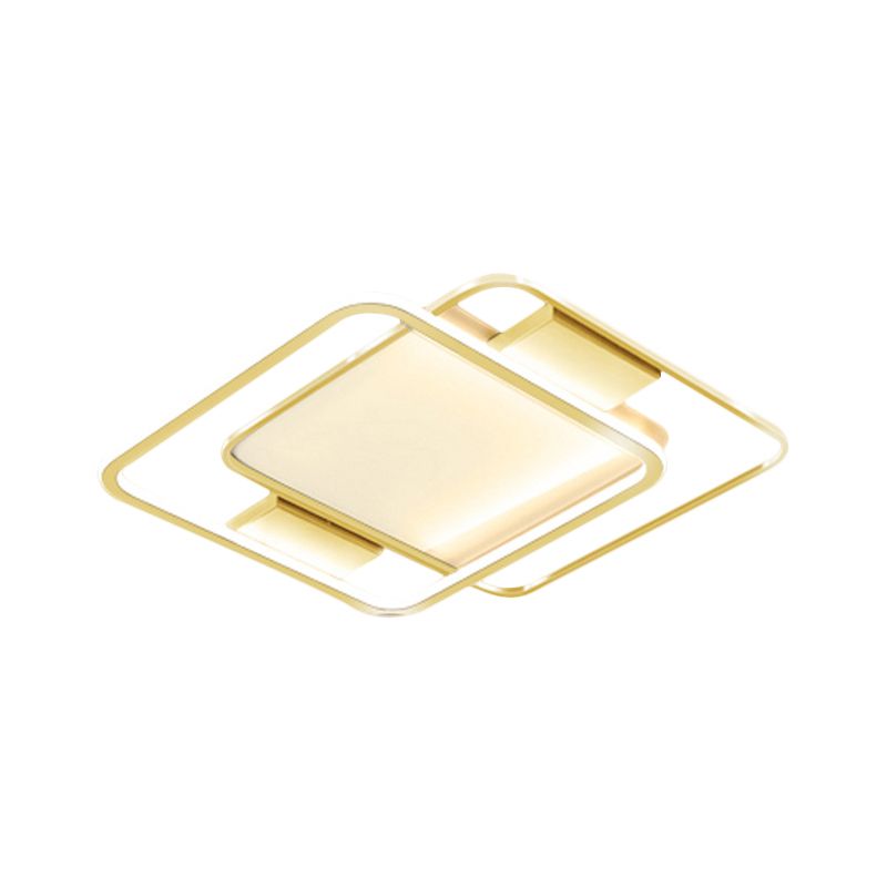 Gold Finish Dual Rhombus Flush Light Minimal 16.5"/20.5" Breite LED Metall Flush Lampe in warm/weiß Licht