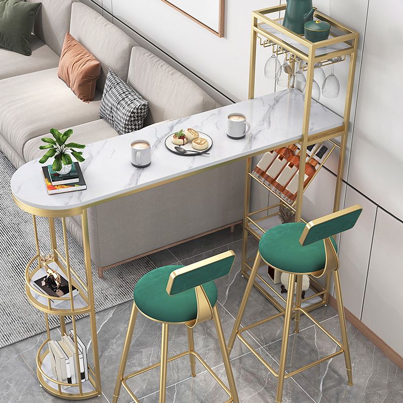 Sintered Stone Top Irregular Shape Pub Table Luxurious Bistro Table with Double Pedestal