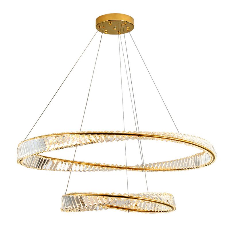 Ultramoderne ring LED Kroonluchter Lamp Crystal Suspension Pendant Light voor restaurant