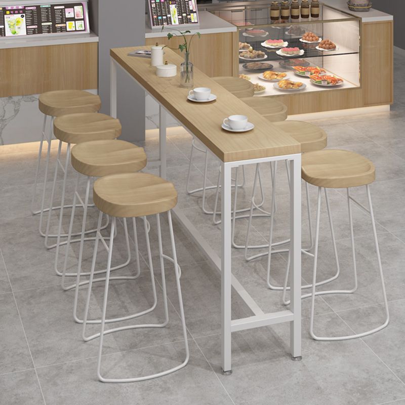 Modern Rectangular Pub Table Set 1/5/9 Pieces Wooden Counter Table with High Stools