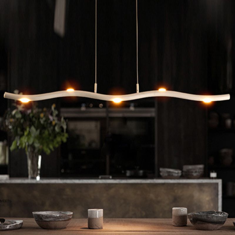 Illuminazione isola lineare moderna lampadario a pendente metallo 5 luci isola luminosa in bianco