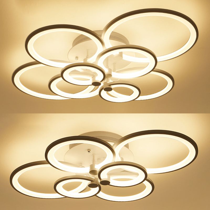 Modern Circular Shade LED Indoor Ceiling Light with Acrylic Shade Semi Flush Mount
