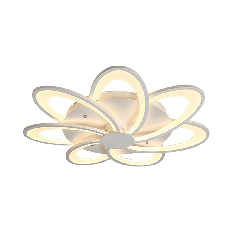 Contemporary Flower Flushmount Lighting Acrylic 6/7/8-Light Bedroom Ceiling Flush Mount in Warm/White Light