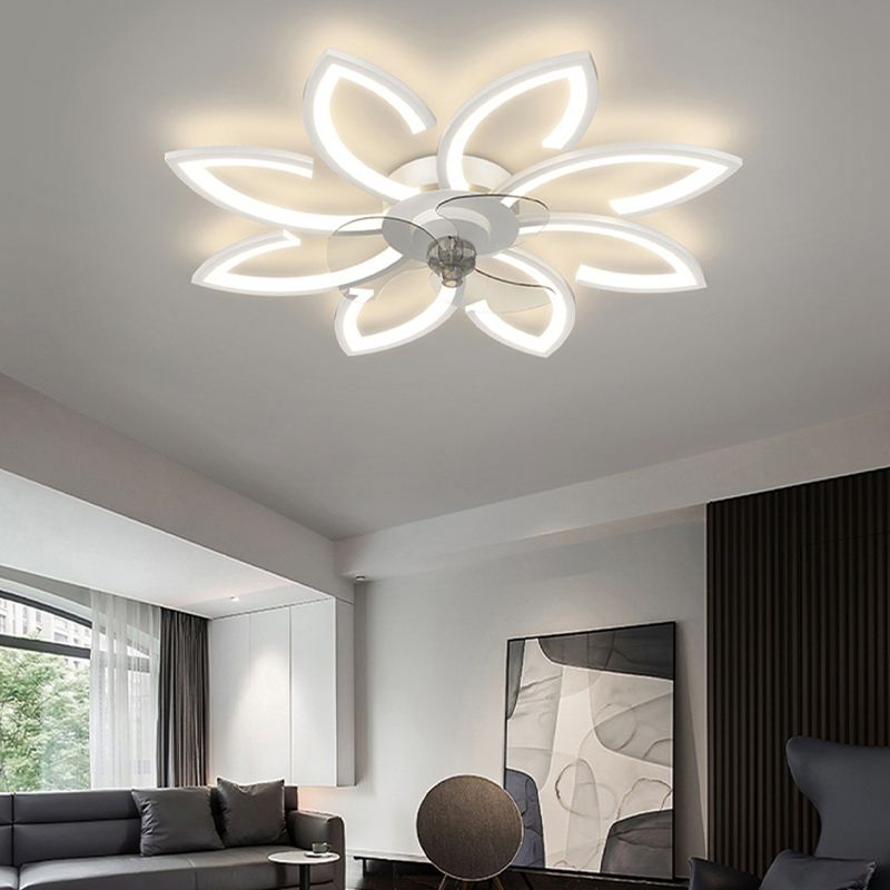 Ventola a soffitto in metallo a forma di fiore Stile moderno a 6 luci a soffitto ventilatore