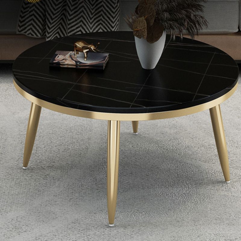 17"H Contemporary Coffee Table Round Stone Coffee Cocktail Table