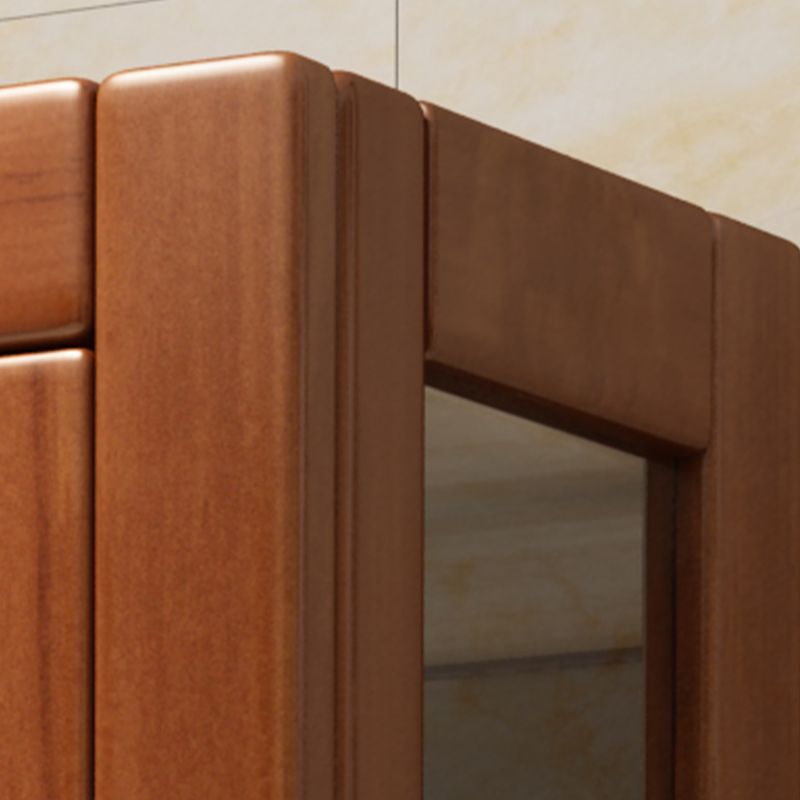 Mid-Century Modern Floor Solid Wood Wine Bottle & Glass Rack