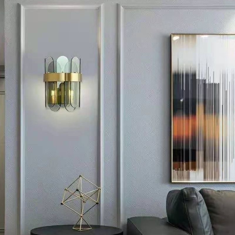 Glass Unique Shape Sconce Light Modern-Style 2 Lights Wall Light Fixtures
