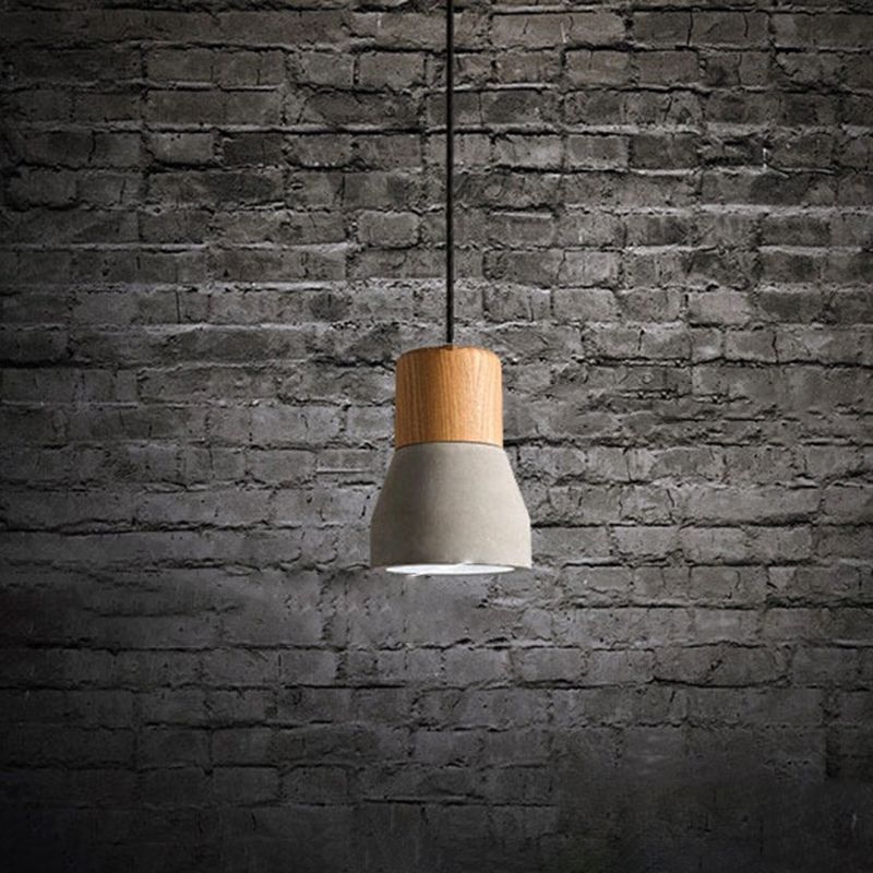 Zement + Massivholz Einfachheit Mini Hanging Light 4,9 "breites nordischer Lampen -Leuchten -Anhänger für das Café