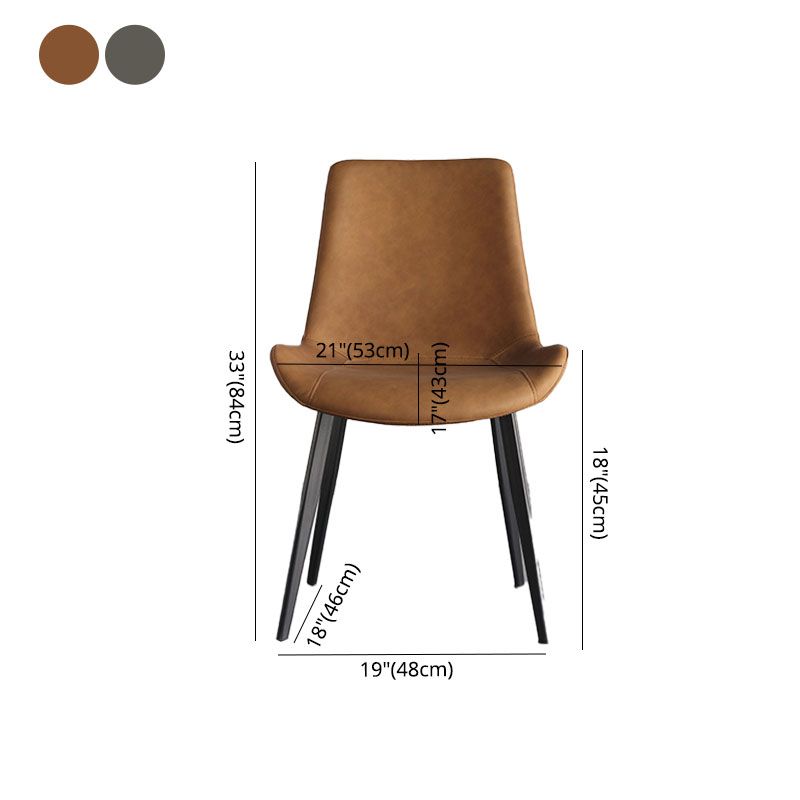 Sillas auxiliares de comedor de cuero de estilo industrial Silla con respaldo sólido para cocina (juego de 2)