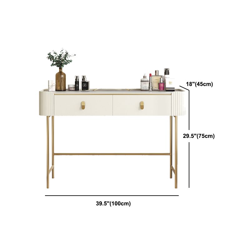 Glame Makeup Counter with Slate Top, Beige Vanity Dressing Table