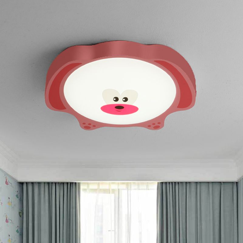 Cartoon Bear Acrylic Ceiling Fixture LED Flush Mount Recessed Lighting in Blue/Pink for Kids Room