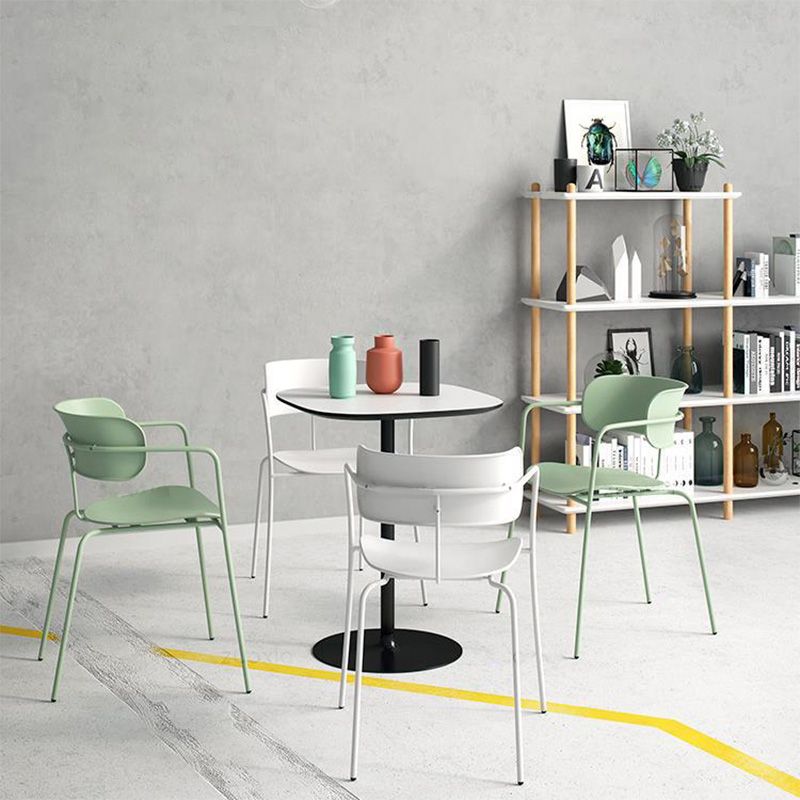 Contemporary Metal Dining Room Chair Arm Open Back Dining Side Chair for Dining Room