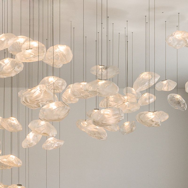 1 Light Bun Hanging Lights Post-Modern Lattice Glass Ceiling Fixture for Restaurant