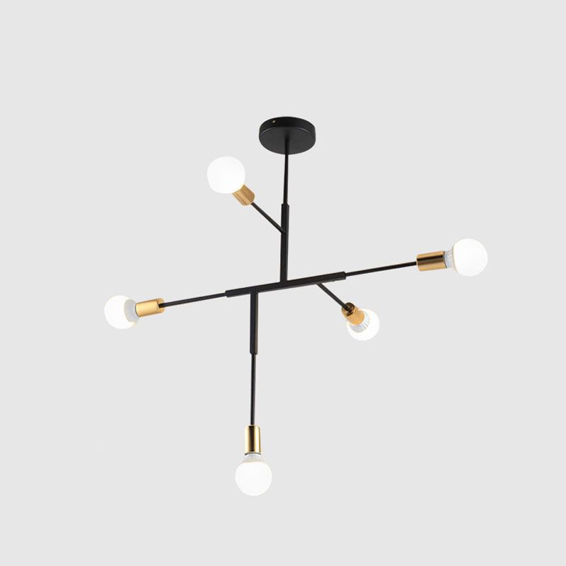 Postmoderner Stil Multi -Lampen -Kronleuchter Gold Metall Hanging Anhängerlampe für Wohnzimmer