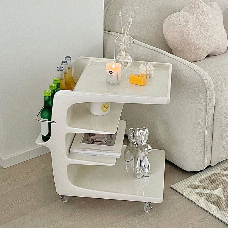 Modern Acrylic Sofa Side Accent Table 21.65" High End Table with Storage