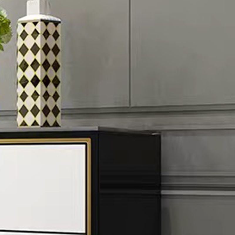 Glam Wooden Bedroom Storage Chest Vertical Chest with Drawers