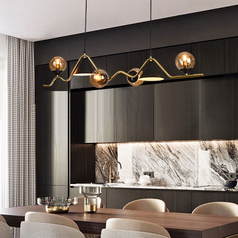 Nordic Glass Island Light Geometric 6 Lights Island Anhänger für Wohnzimmer