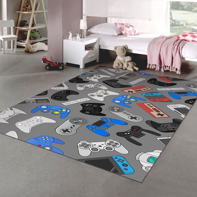 Trendy Gamepad Pattern Carpet Polyester Area Rug Stain Resistant Rug for Living Room