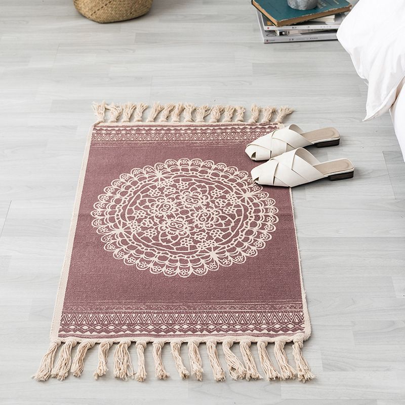 Alfombra de algodón sin costuras multicolor Algodón Algodón bohemio Área de área para mascotas para dormitorio