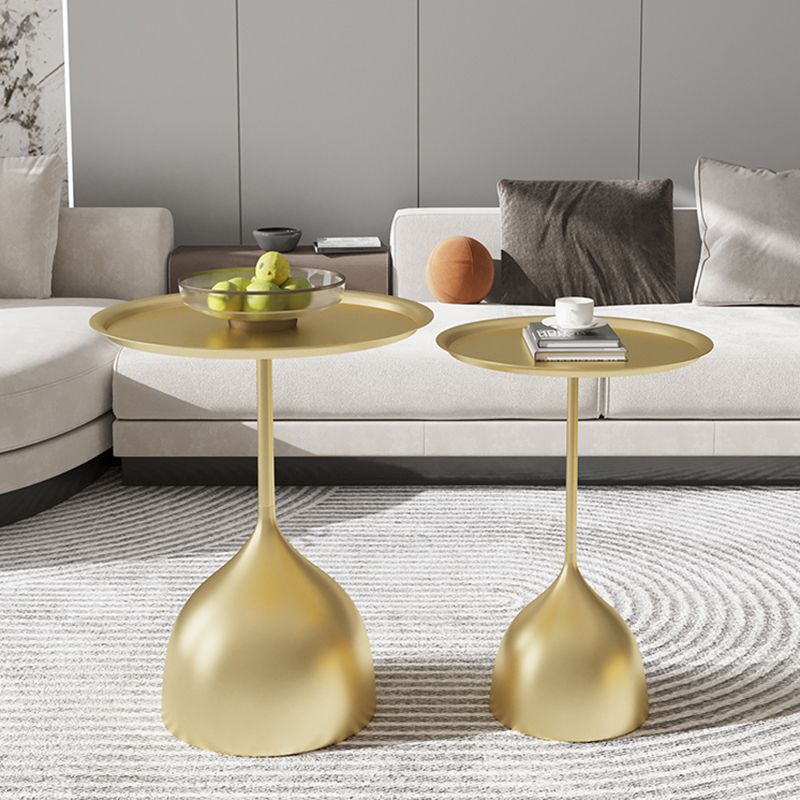 Contemporary Side Table Metal Pedestal Tray Top End Table for Living Room