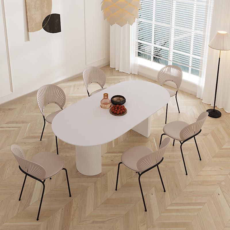 Oval Solid Wood Dining Table Modern White-black Furniture with Double Pedestal for Office