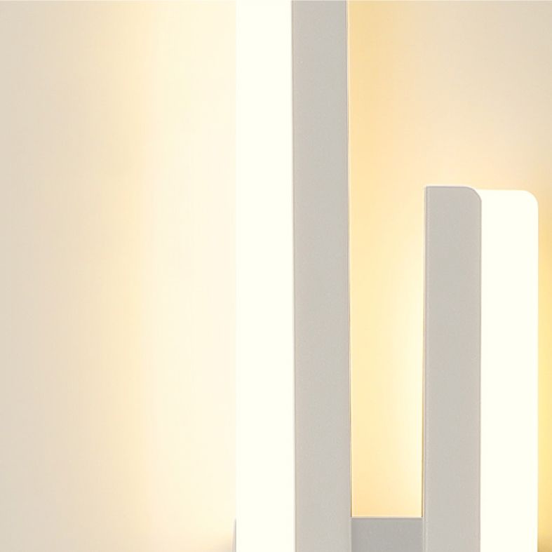 Shaded Bedroom Wall Sconce Lighting Metal LED Minimalism Sconce Light Fixture in White