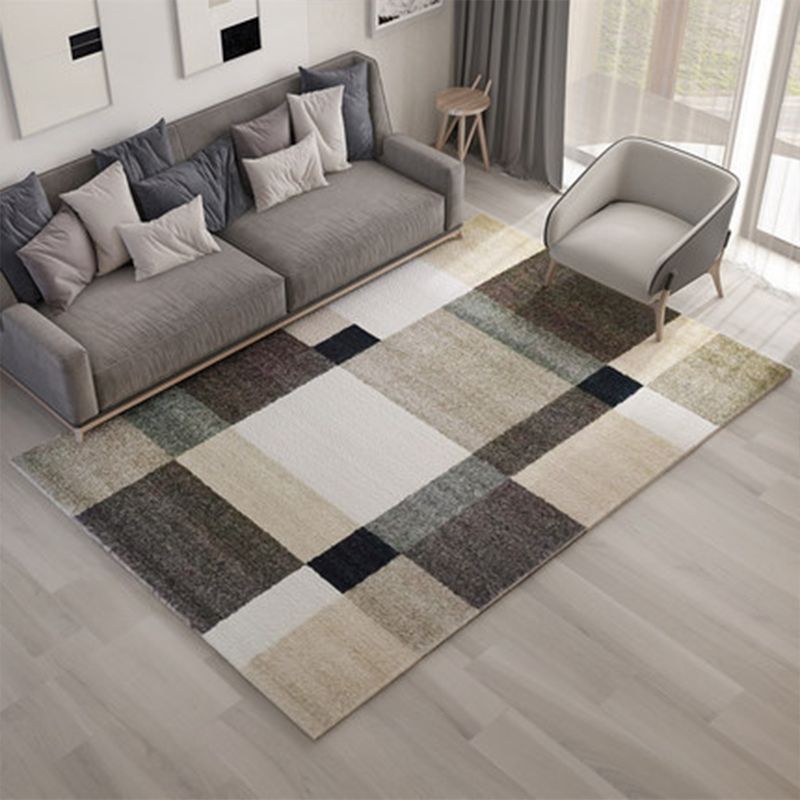 Nordic Geometric Pattern Rug Multi-Color Polypropylene Carpet Anti-Slip Washable Stain Resistant Rug for Great Room