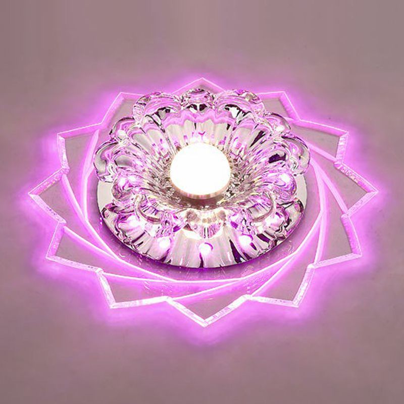 Plafonnier LED transparent de Style moderne, luminaire décoratif de plafond, motif Floral en cristal, pour couloir