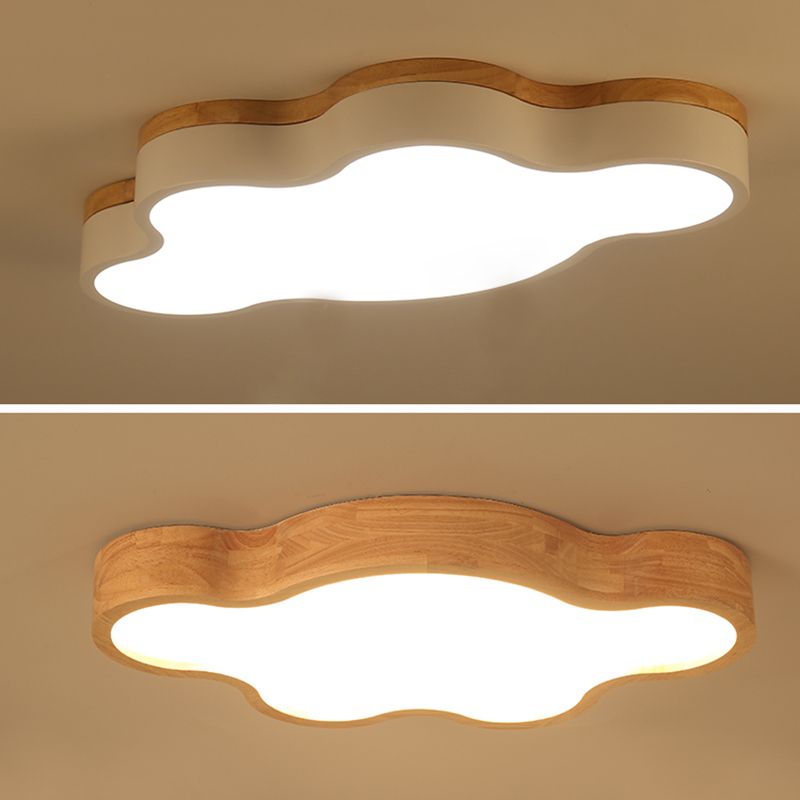 Luminaires de plafond en forme de nuage, lumière montée au plafond en bois moderne