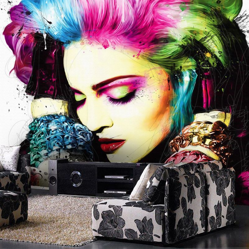 Illustration schöne Frau Wandkunst für Wohnzimmerdekoration, mehrfarbig, nach Maß gefertigt